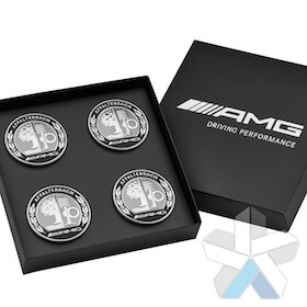 Genuine AMG Emblem Centre Cap Set in Black Case