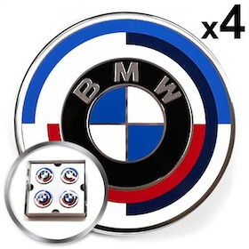 Genuine BMW 50 Years M Centre Cap Set 57mm for 5x112 wheels