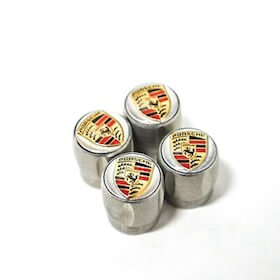 Genuine Coloured Crested Valve Cap Set in Silver